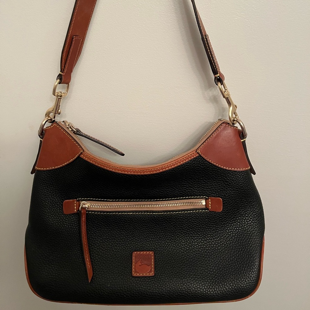 Dooney & Bourke Black/Tan Leather Should Bag